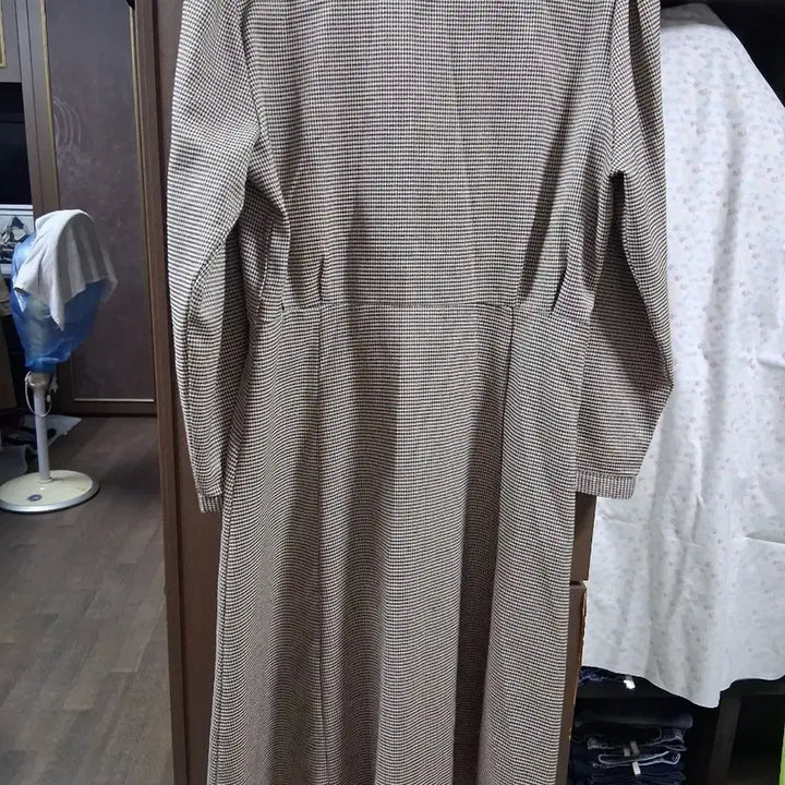 [BUNJANG] Houndstooth Check Long Dress (One Size) / 하운드투스 체크 롱 원피스(프리사이즈)