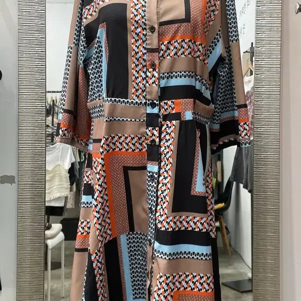 [BUNJANG] Patterned Shirt Dress / 패턴 셔츠형 원피스