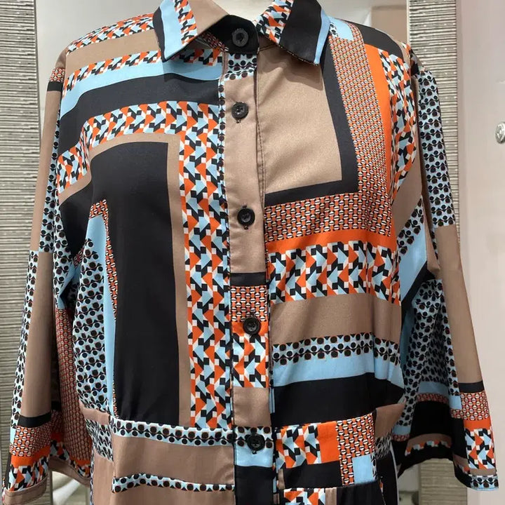 [BUNJANG] Patterned Shirt Dress / 패턴 셔츠형 원피스
