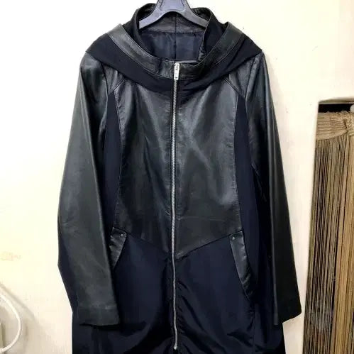 [BUNJANG] Colorblock Lambskin Leather Jacket / 배색 양가죽 자켓