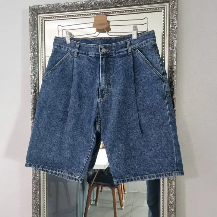 [SOLD OUT] 유니폼브릿지 원턱 데님 쇼츠 반바지  인디고 L 32