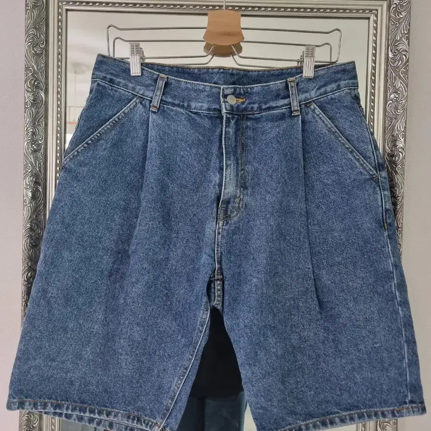 [SOLD OUT] 유니폼브릿지 원턱 데님 쇼츠 반바지  인디고 L 32