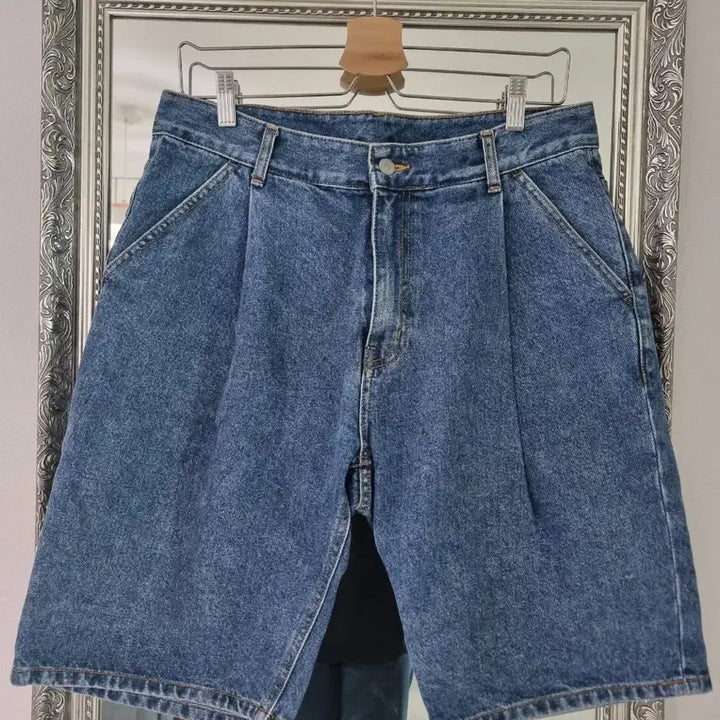 [SOLD OUT] 유니폼브릿지 원턱 데님 쇼츠 반바지  인디고 L 32