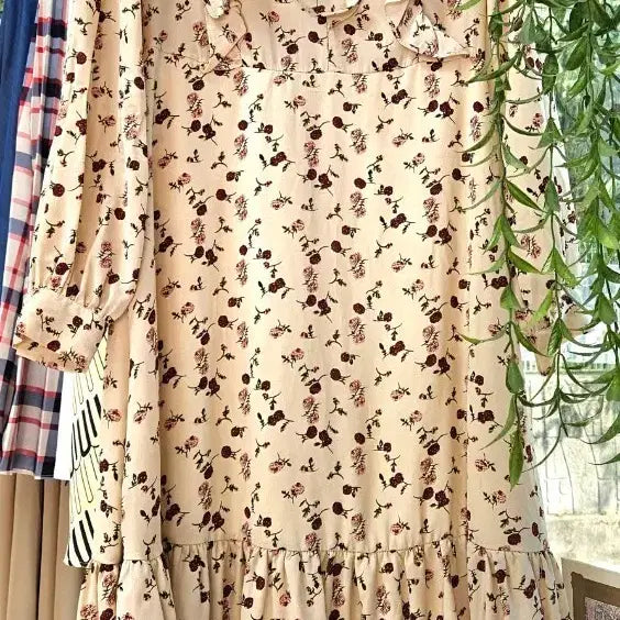 [BUNJANG] Chiffon Frill Dress (Size 44-55) / [새상품]쉬폰 프릴 원피스(44~55)