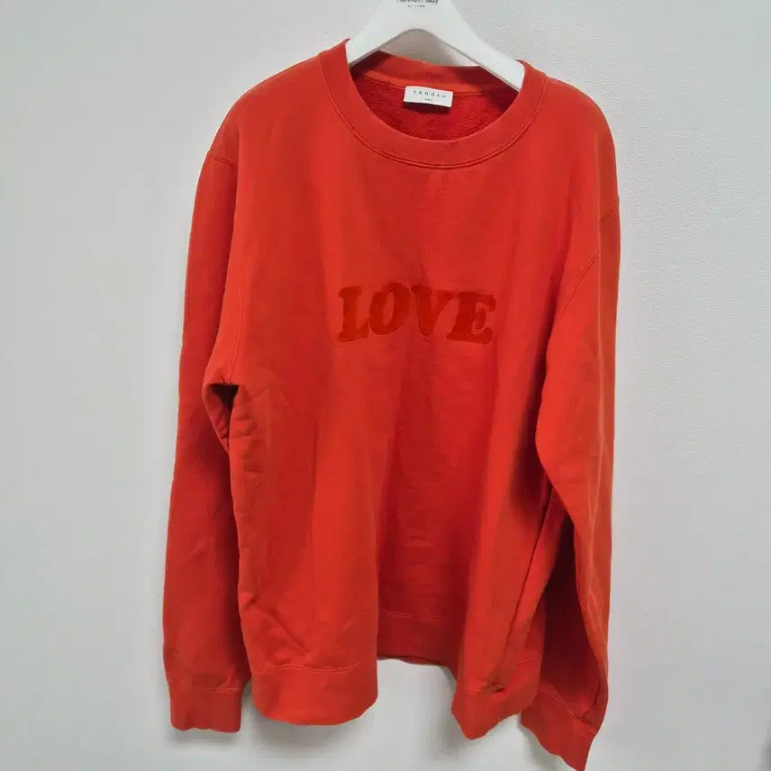 [BUNJANG] Sandro Love Embroidered Sweatshirt Orange / 산드로 정품 LOVE 자수 맨투맨 오렌지