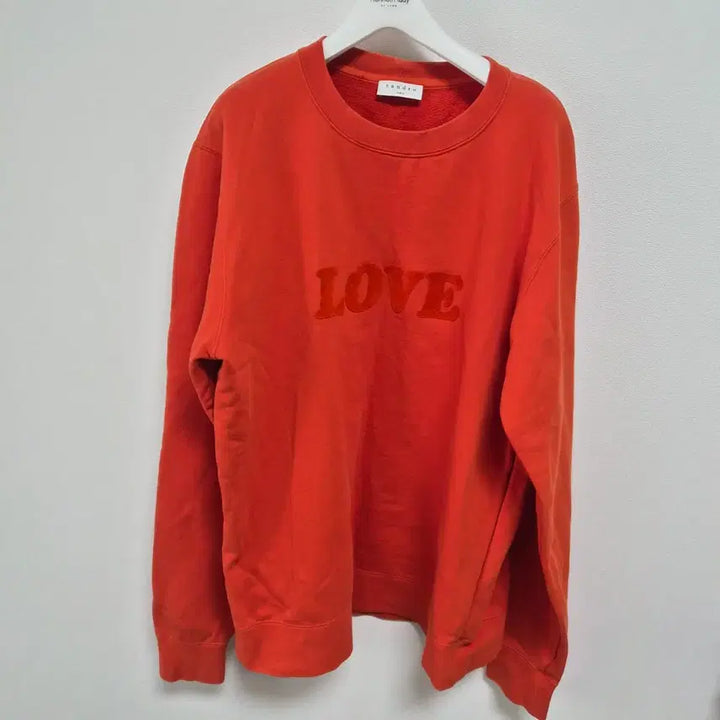 [BUNJANG] Sandro Love Embroidered Sweatshirt Orange / 산드로 정품 LOVE 자수 맨투맨 오렌지