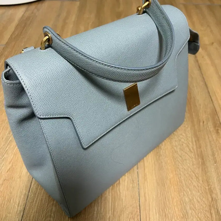 [BUNJANG] Couronne Sky Gray Leather Tote Bag / 쿠론 스카이 그레이 토트백