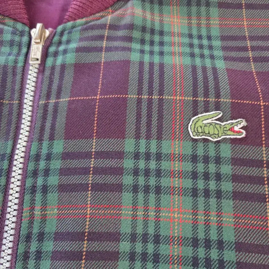 [BUNJANG] Lacoste Check Bomber Jacket / 라코스테 빈티지 체크 양면 리버시블 블루종 자켓