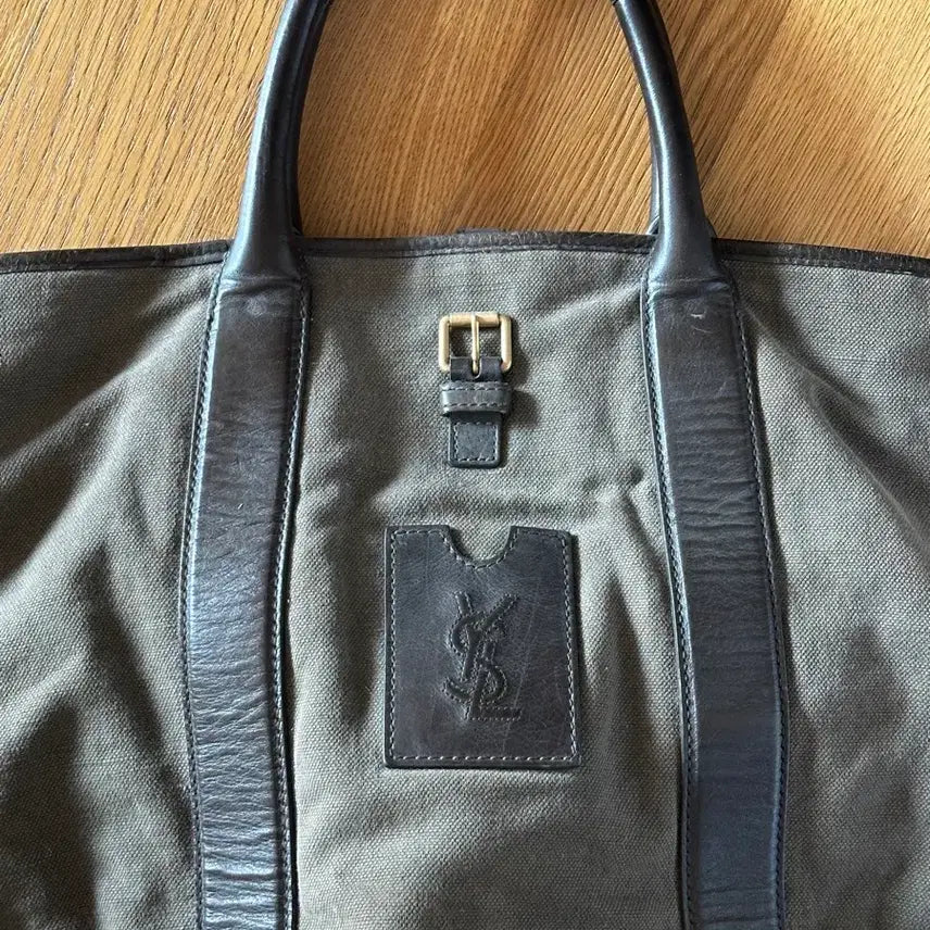 [BUNJANG] Saint Laurent Canvas Leather Tote Bag / 입생로랑 캔버스 레더 토트백
