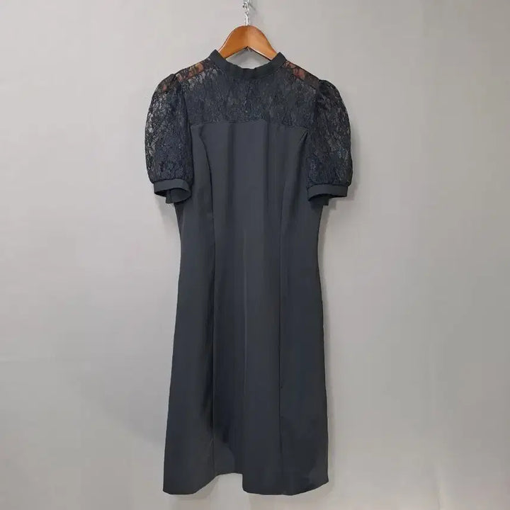 [BUNJANG] Black Lace Puff Short Sleeve Dress / 블랙 레이스 퍼프 반팔 원피스