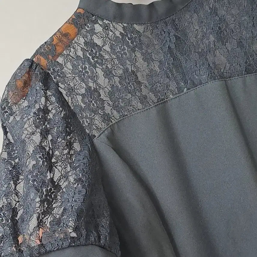 [BUNJANG] Black Lace Puff Short Sleeve Dress / 블랙 레이스 퍼프 반팔 원피스