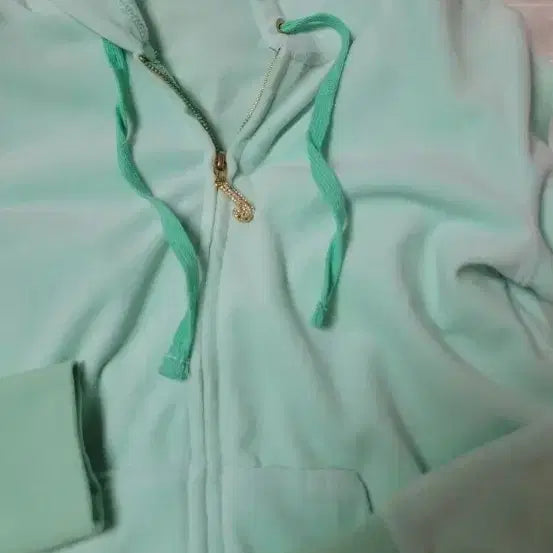 [BUNJANG] Juicy Couture Mint Velvet Hoodie Zip-Up (Size S) / 쥬시 꾸뛰르 민트 벨벳 후드 집업 s ,타임세일