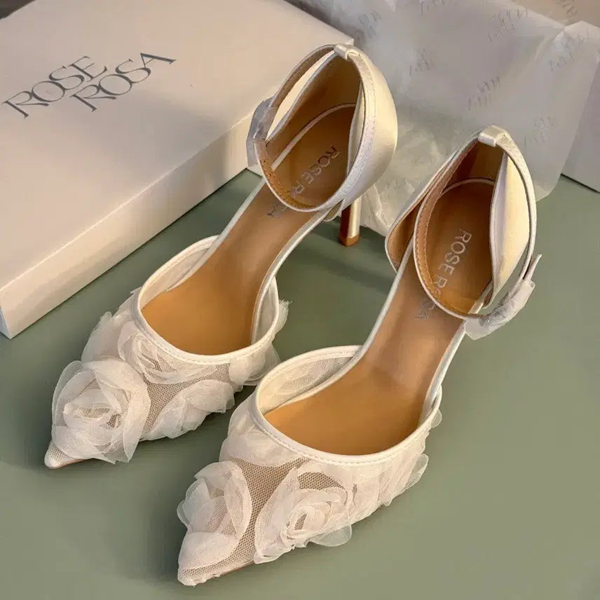 [BUNJANG] Rose Rosa Wedding Shoes Silk Lace Flower 240 / 로즈로사 웨딩슈즈 240