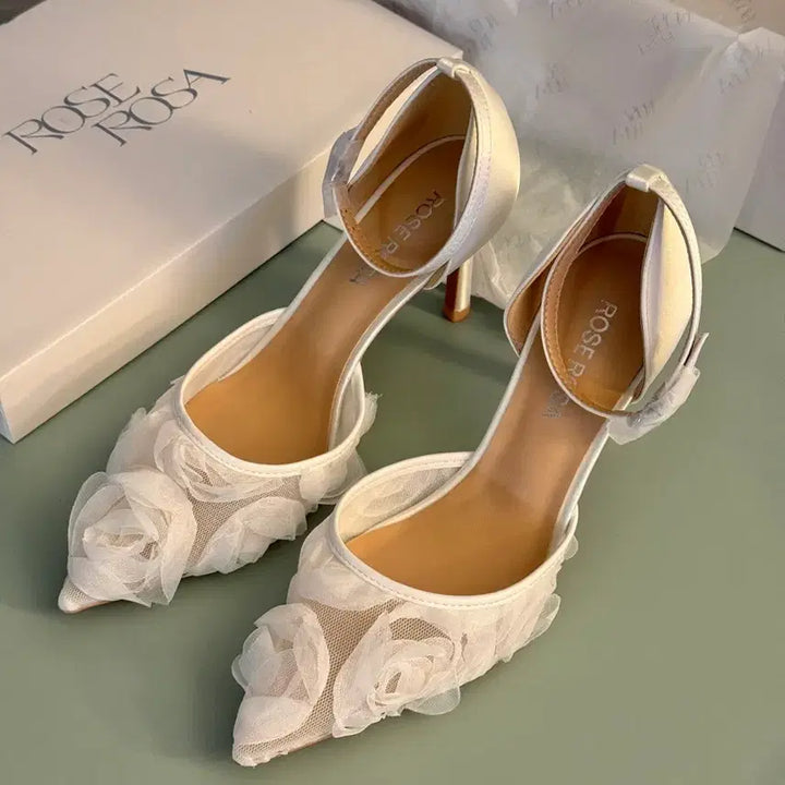 [BUNJANG] Rose Rosa Wedding Shoes Silk Lace Flower 240 / 로즈로사 웨딩슈즈 240