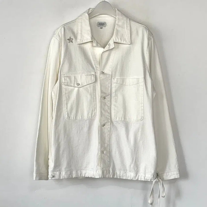 [BUNJANG] The Editor Star Embroidery White Denim Jacket / 디에디터 스타 자수 화이트 데님 자켓