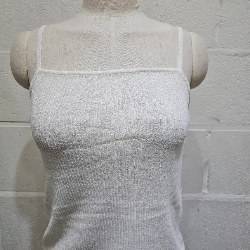 [BUNJANG] Cool Material Knit Crop Tank Top - Cream / 쿨소재 니트 크롭 나시- 크림색