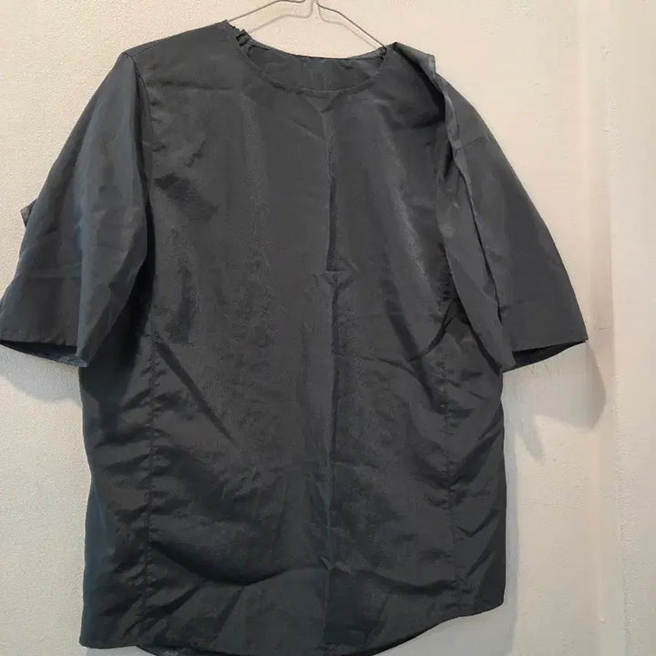 [BUNJANG] System Charcoal Gray Short Sleeve Blouse / 시스템 차콜 그레이 반팔 블라우스