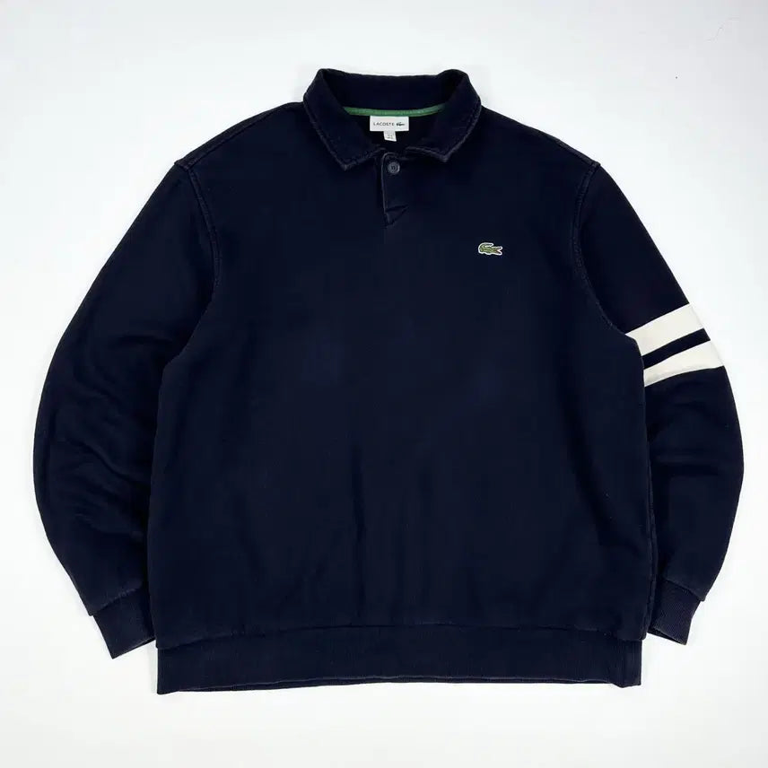[BUNJANG] Lacoste Crocodile Collar Sweatshirt Navy XXL / 라코스테 크록 네이비 카라 맨투맨 (XXL)