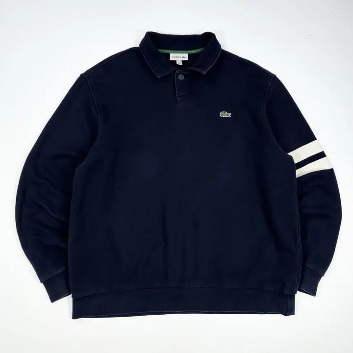 [BUNJANG] Lacoste Crocodile Collar Sweatshirt Navy XXL / 라코스테 크록 네이비 카라 맨투맨 (XXL)