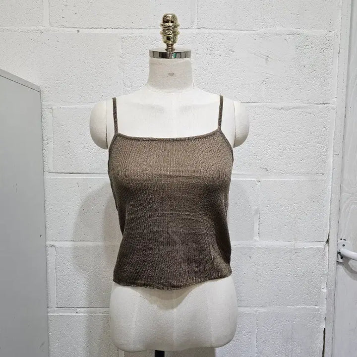 [BUNJANG] Cool Material Knit Crop Tank Top - Deep Brown / 쿨소재 니트 크롭 나시- 진브라운