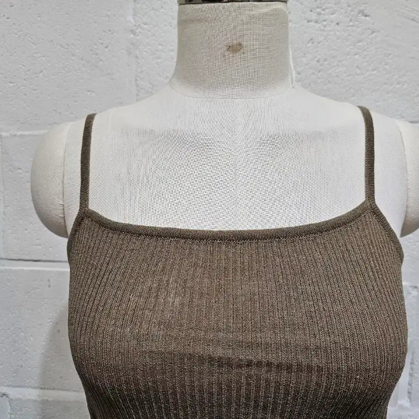 [BUNJANG] Cool Material Knit Crop Tank Top - Deep Brown / 쿨소재 니트 크롭 나시- 진브라운