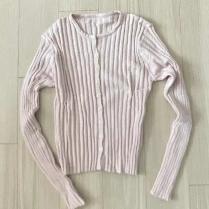 [BUNJANG] Blanche Pink Ribbed Knit Cardigan (Size S) / 블랑쉐 연핑크 골지 니트 가디건 s
