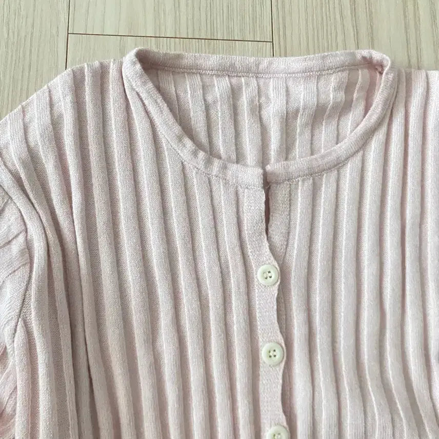 [BUNJANG] Blanche Pink Ribbed Knit Cardigan (Size S) / 블랑쉐 연핑크 골지 니트 가디건 s