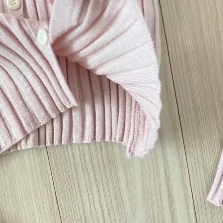 [BUNJANG] Blanche Pink Ribbed Knit Cardigan (Size S) / 블랑쉐 연핑크 골지 니트 가디건 s