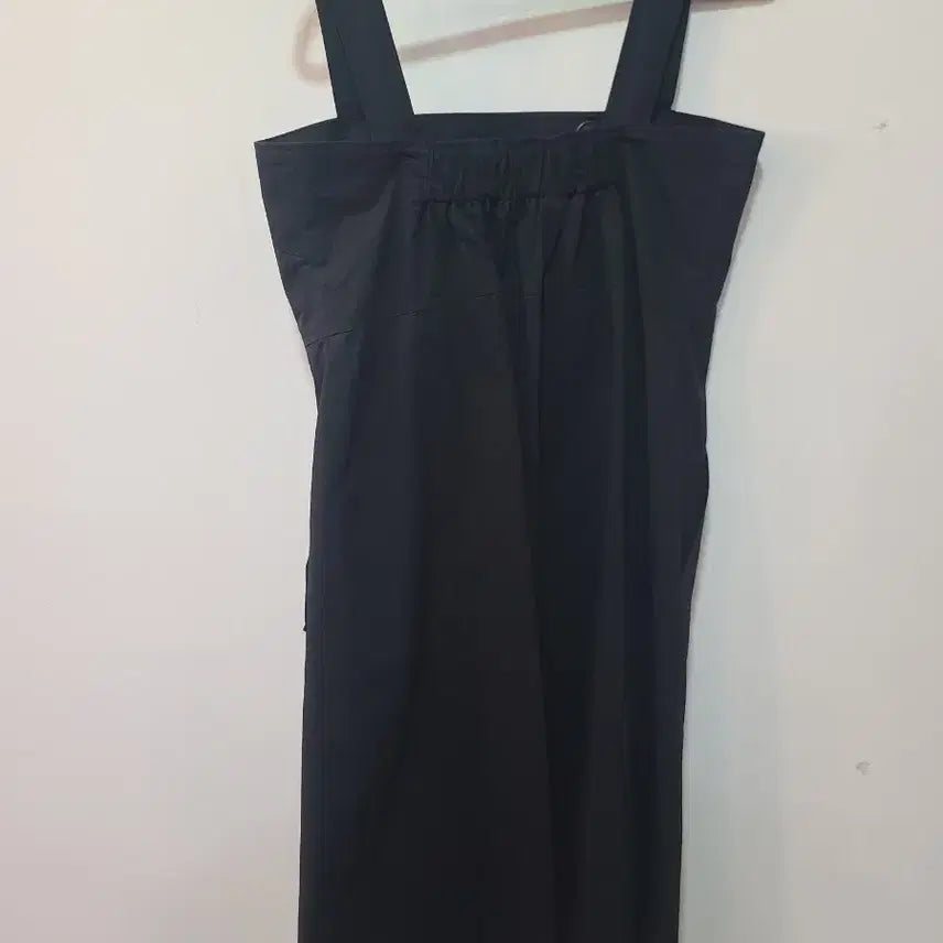 [BUNJANG] Black Double-Button Suspender Dress / 블랙 더블 버튼 멜빵 원피스