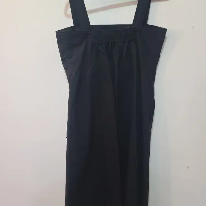[BUNJANG] Black Double-Button Suspender Dress / 블랙 더블 버튼 멜빵 원피스