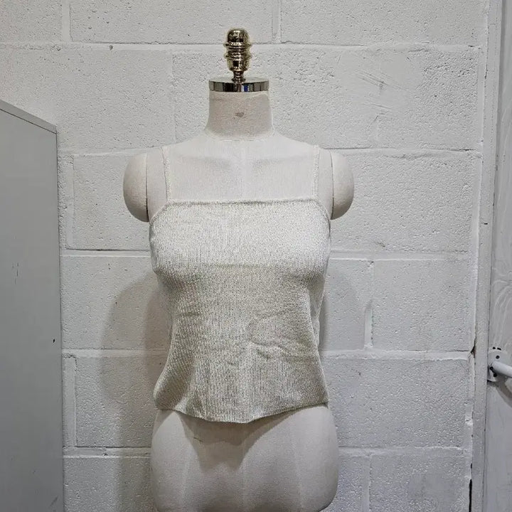 [BUNJANG] Cooling Knit Crop Tank Top - Heather Beige / 쿨소재 니트 크롭 나시- 멜란지베이지