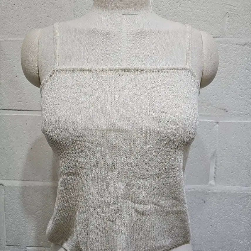 [BUNJANG] Cooling Knit Crop Tank Top - Heather Beige / 쿨소재 니트 크롭 나시- 멜란지베이지