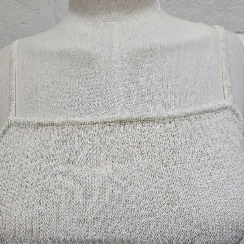 [BUNJANG] Cooling Knit Crop Tank Top - Heather Beige / 쿨소재 니트 크롭 나시- 멜란지베이지