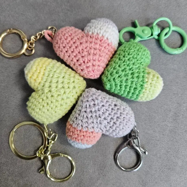 [BUNJANG] Handmade Knitted Heart Keyring / 핸드메이드 뜨개 하트 키링