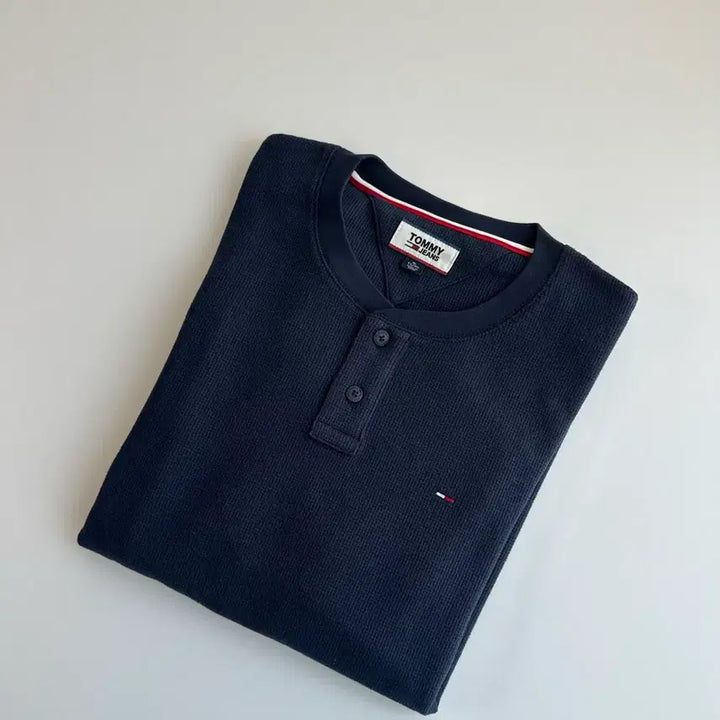 [BUNJANG] Tommy Hilfiger Waffle Henley Long Sleeve XL Navy / 타미힐피거 와플 헨리넥 롱슬리브