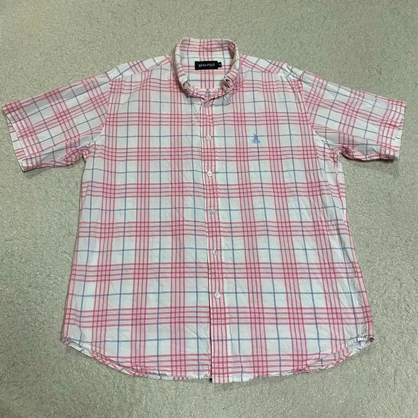 [BUNJANG] Beanpole Pink Check Short Sleeve Shirt 100 / 빈폴 핑크 체크 반팔 셔츠 100