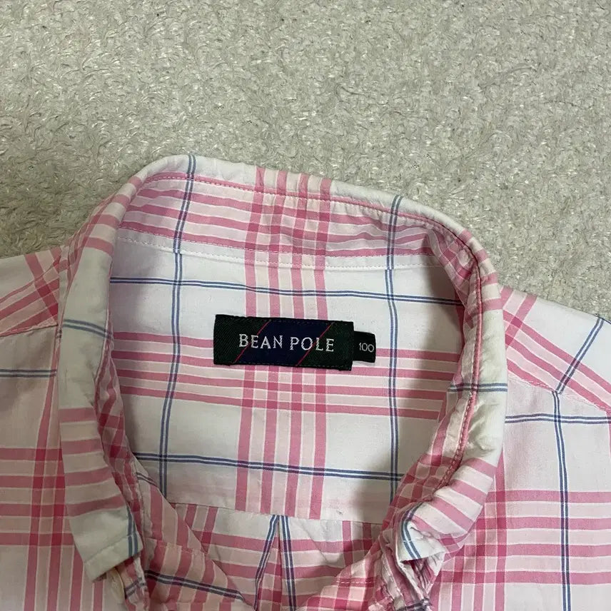 [BUNJANG] Beanpole Pink Check Short Sleeve Shirt 100 / 빈폴 핑크 체크 반팔 셔츠 100