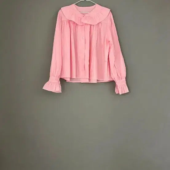 [BUNJANG] Via Lovely Summer Pink Frill Blouse (One Size) / via. 러블리 여름 핑크 프릴 블라우스(프리사이즈)