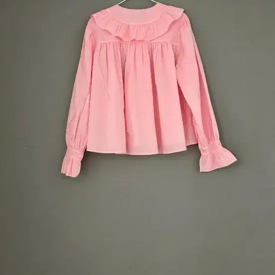 [BUNJANG] Via Lovely Summer Pink Frill Blouse (One Size) / via. 러블리 여름 핑크 프릴 블라우스(프리사이즈)