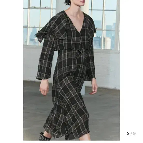 [BUNJANG] ZARA Check Frill Long Dress / ZARA 자라 체크 프릴 원피스