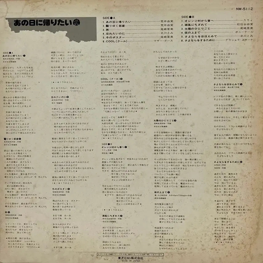 [BUNJANG] City Pop V.A. - Want to Go Back to That Day LP / 시티팝 V.A- 그날로 돌아가고 싶어 LP 아라이 유미 오자키 아미