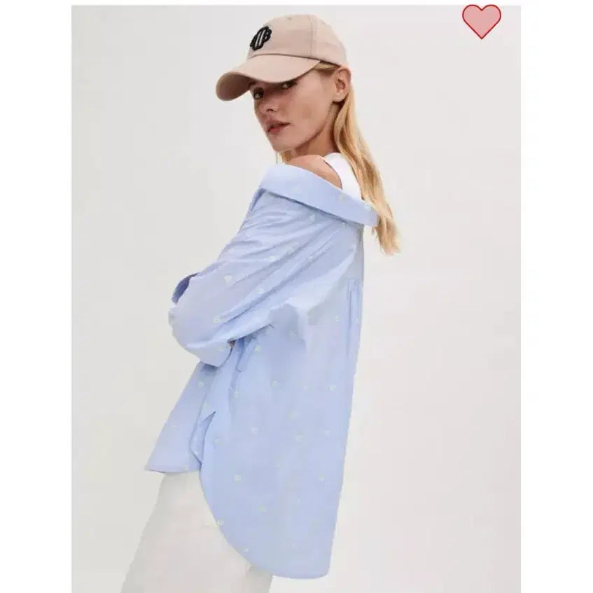 [BUNJANG] Maje 22 Heart Embroidery Layered Shirt (Size 55) / (새상품) maje 마쥬 22 하트 자수 레이어드 셔츠 55
