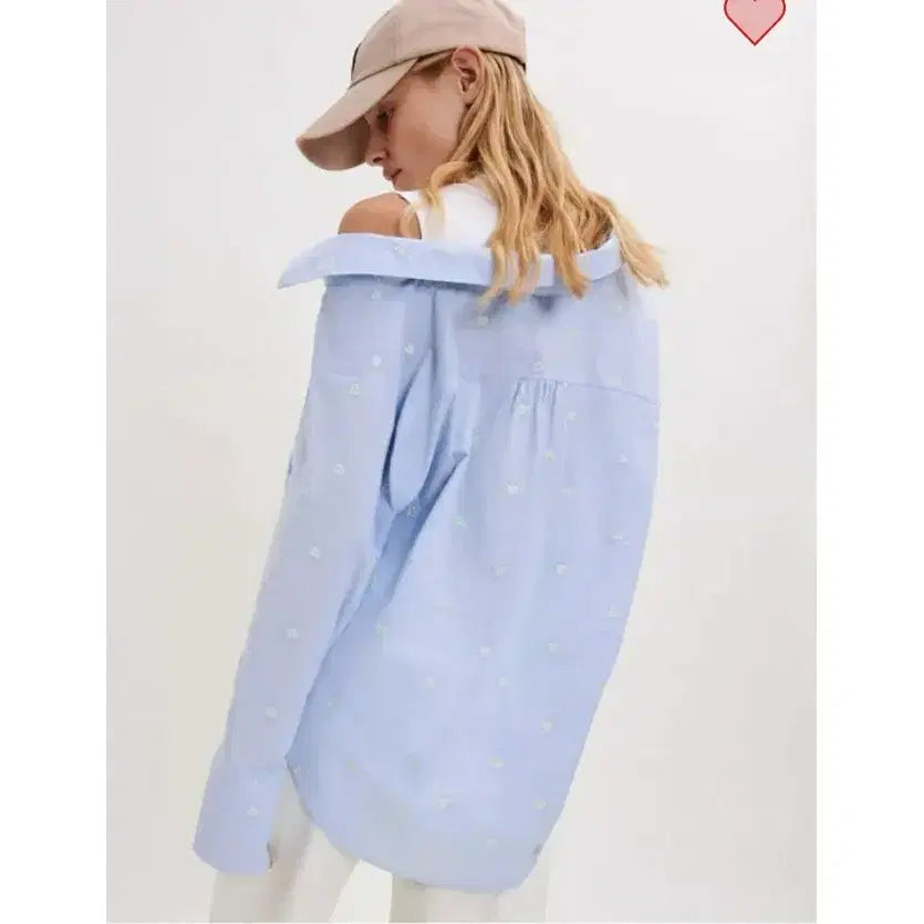 [BUNJANG] Maje 22 Heart Embroidery Layered Shirt (Size 55) / (새상품) maje 마쥬 22 하트 자수 레이어드 셔츠 55