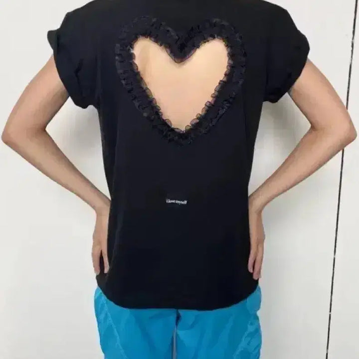 [BUNJANG] DEUNG EUN Heart T-Shirt Black / 동은 하트 티셔츠 블랙