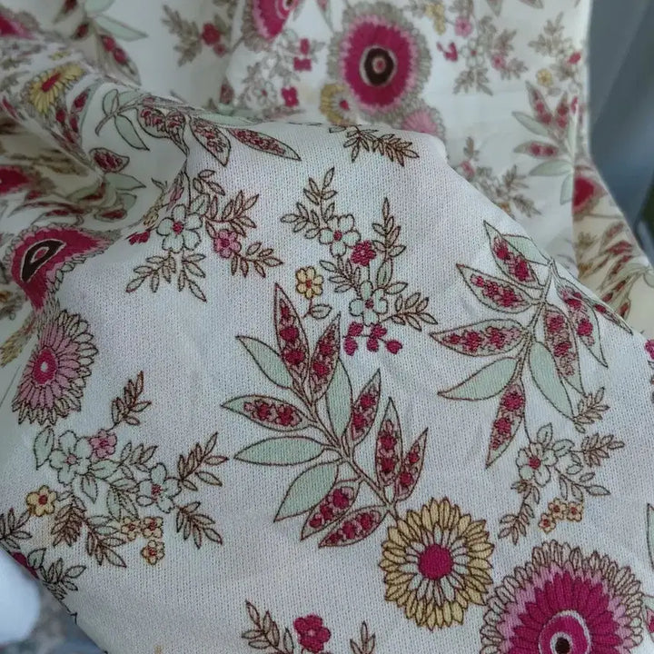 [BUNJANG] Vintage Red Dot Floral Pattern 3/4 Sleeve Dress / [빈티지] 플라워 패턴 레드 도트 원피스