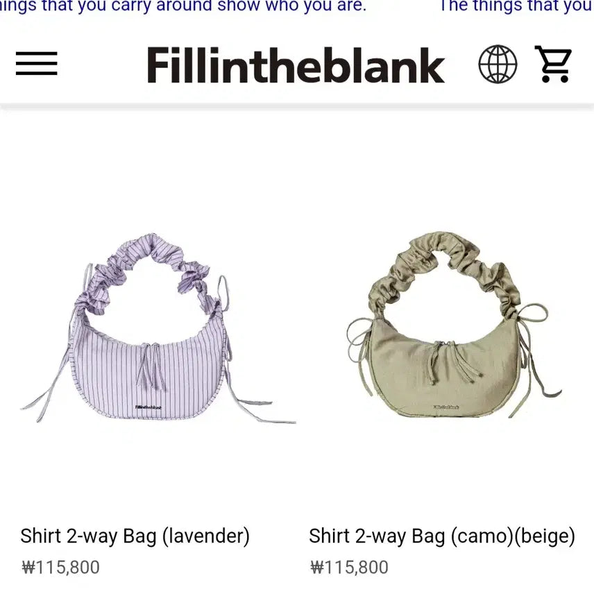 [BUNJANG] Fillintheblank Two-Way Shirt Bag Lavender / Fillintheblank 필인더블랭크 셔츠 투웨이 백