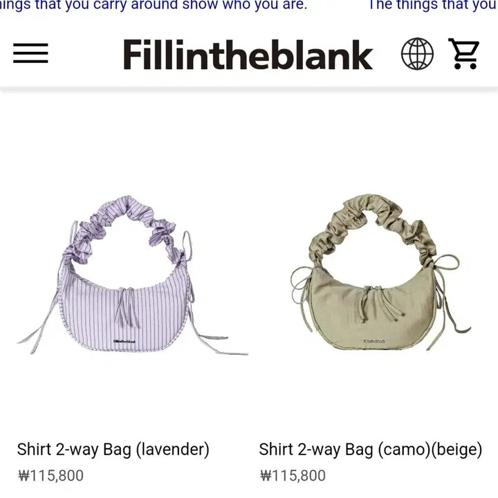 [BUNJANG] Fillintheblank Two-Way Shirt Bag Lavender / Fillintheblank 필인더블랭크 셔츠 투웨이 백