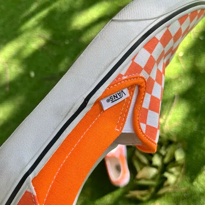 [BUNJANG] Vans Slip-On Orange Checkerboard Sneakers / 반스 슬립온 오렌지 체커보드