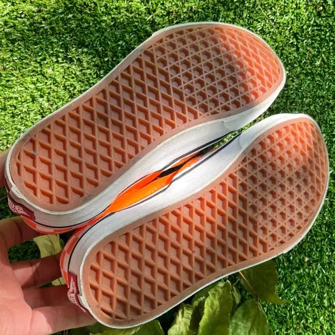 [BUNJANG] Vans Slip-On Orange Checkerboard Sneakers / 반스 슬립온 오렌지 체커보드
