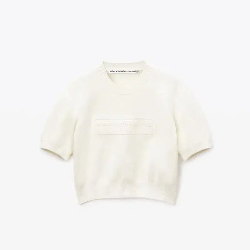 [BUNJANG] Alexander Wang Embossed Logo Crop Knit Top Ivory XS / 새상품) 알렉산더왕 엠보싱 로고 크롭 니트 탑 아이보리 xs